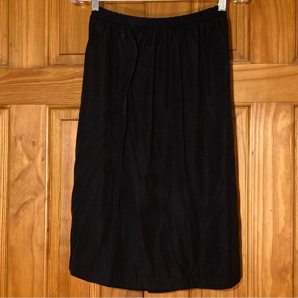 NWOT Skirt Midi Vintage 80s Lightweight Pull On Elastic Waist Black Size 10